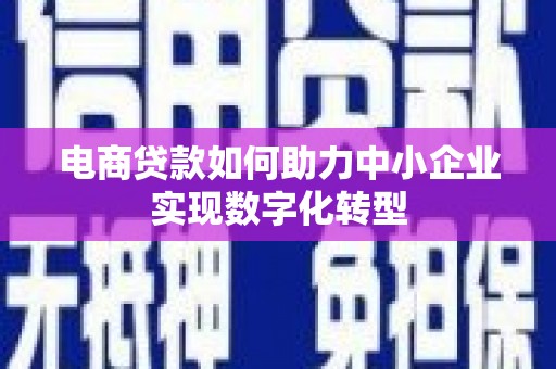 赵县电商贷款如何助力中小企业实现数字化转型