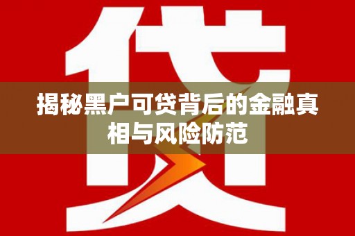 丰宁揭秘黑户可贷背后的金融真相与风险防范