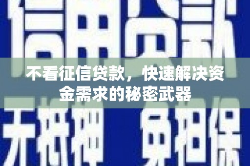 新抚不看征信贷款，快速解决资金需求的秘密武器