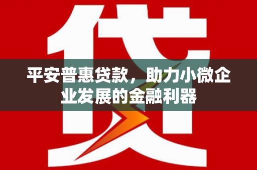 红星平安普惠贷款，助力小微企业发展的金融利器